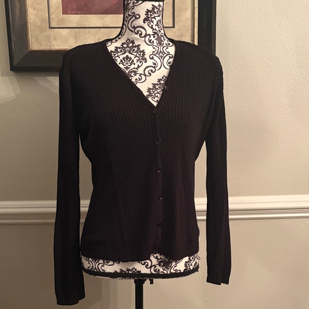Sag Harbor Women's V-Neck Cardigan - Dark Brown